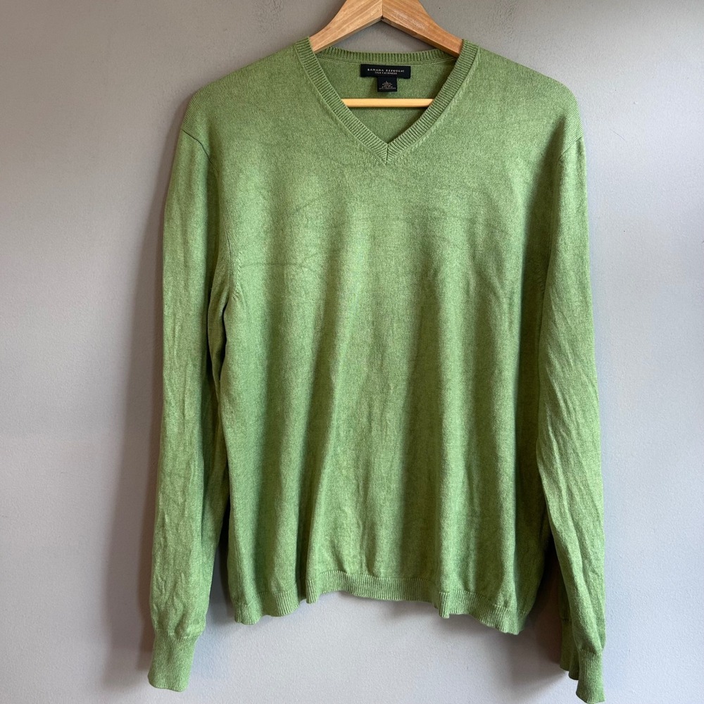 Banana Republic Mens Green Silk Cashmere V-Neck Sweater Large 525989-13